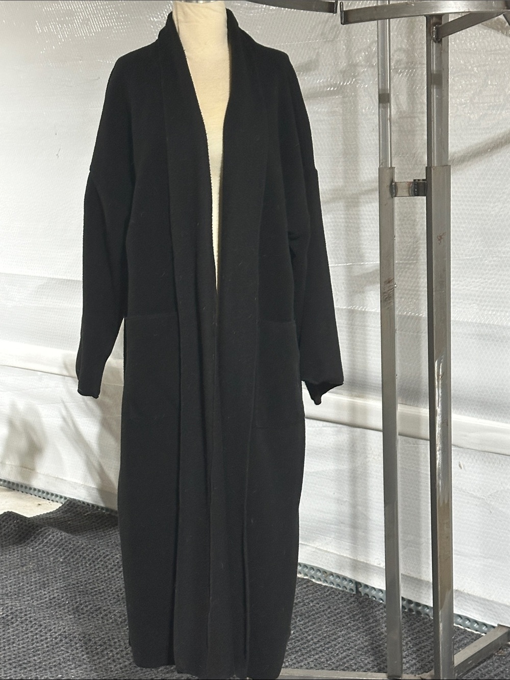 Cost Plus World Market Black Long Open-Front Coat